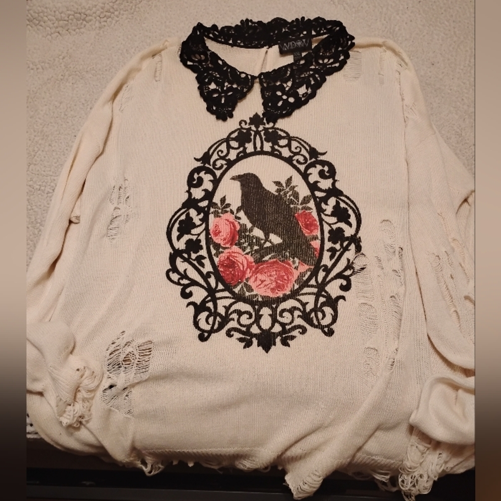 Dolls Kill - Midnight Dreary Distressed Sweater